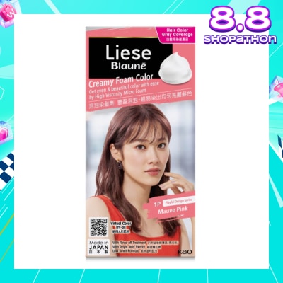 LIESE Blaune Creamy Foam Color Mauve Pink (Easy Foam Format And Even Gray Hair Coverage With A Non Drip Foam Formula) 108ml