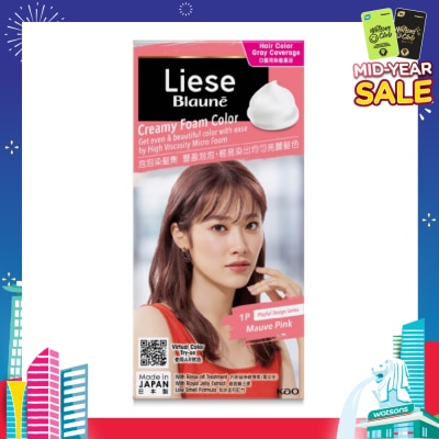 LIESE Blaune Creamy Foam Color Mauve Pink (Easy Foam Format And Even Gray Hair Coverage With A Non Drip Foam Formula) 108ml