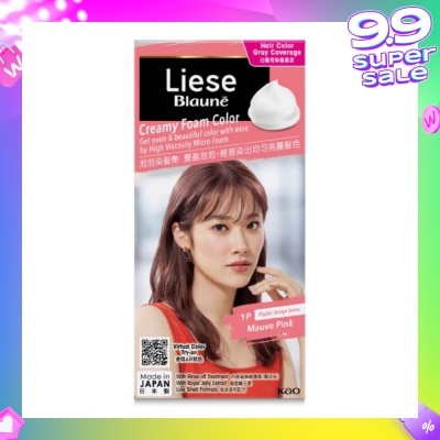 LIESE Blaune Creamy Foam Color Mauve Pink (Easy Foam Format And Even Gray Hair Coverage With A Non Drip Foam Formula) 108ml