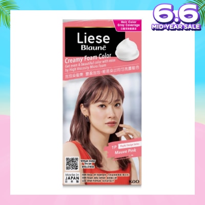 LIESE Blaune Creamy Foam Color Mauve Pink (Easy Foam Format And Even Gray Hair Coverage With A Non Drip Foam Formula) 108ml