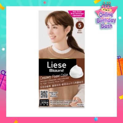 LIESE Blaune Creamy Foam Color Chic Brown (Easy Foam Format And Even Gray Hair Coverage With A Non Drip Foam Formula) 108ml