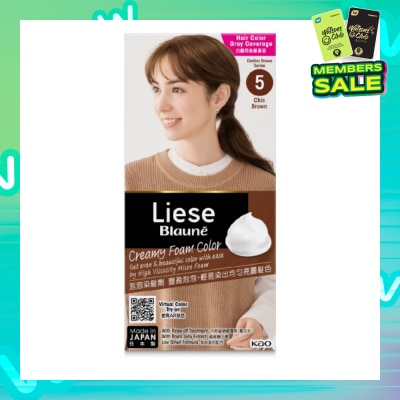 LIESE Blaune Creamy Foam Color Chic Brown (Easy Foam Format And Even Gray Hair Coverage With A Non Drip Foam Formula) 108ml