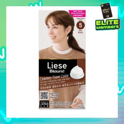 LIESE Blaune Creamy Foam Color Chic Brown (Easy Foam Format And Even Gray Hair Coverage With A Non Drip Foam Formula) 108ml