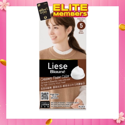 LIESE Blaune Creamy Foam Color Chic Brown (Easy Foam Format And Even Gray Hair Coverage With A Non Drip Foam Formula) 108ml