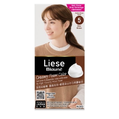 LIESE Blaune Creamy Foam Color Chic Brown (Easy Foam Format And Even Gray Hair Coverage With A Non Drip Foam Formula) 108ml