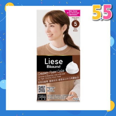 LIESE Blaune Creamy Foam Color Chic Brown (Easy Foam Format And Even Gray Hair Coverage With A Non Drip Foam Formula) 108ml