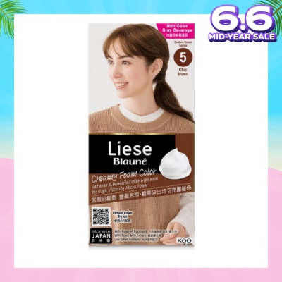 LIESE Blaune Creamy Foam Color Chic Brown (Easy Foam Format And Even Gray Hair Coverage With A Non Drip Foam Formula) 108ml
