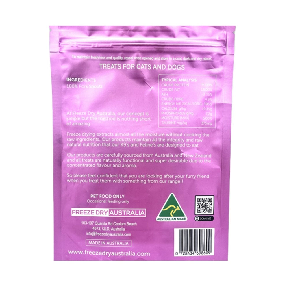 Freeze Dried Pig Snouts Cat and Dog Treats 100g