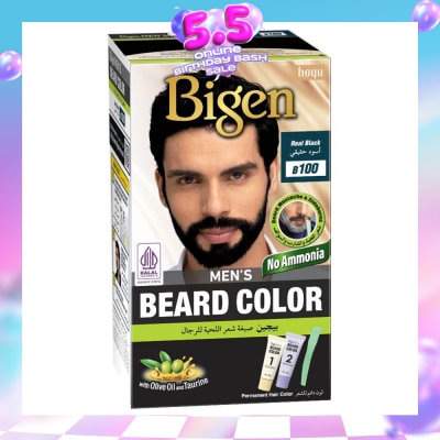 BIGEN MEN'S - Beard Color B100 Real Black (Perfectly Covers Gray Beard Without Staining The Skin) 115g