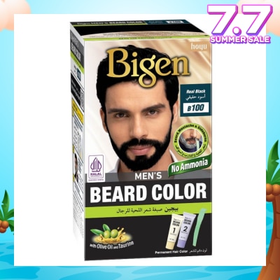 BIGEN MEN'S Beard Color B100 Real Black (Perfectly Covers Gray Beard Without Staining The Skin) 115g