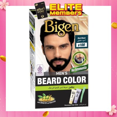 BIGEN MEN'S Beard Color B100 Real Black (Perfectly Covers Gray Beard Without Staining The Skin) 115g