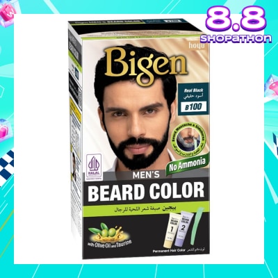 BIGEN MEN'S Beard Color B100 Real Black (Perfectly Covers Gray Beard Without Staining The Skin) 115g