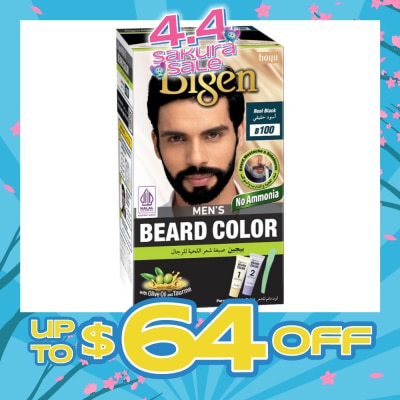 BIGEN MEN'S - Beard Color B100 Real Black (Perfectly Covers Gray Beard Without Staining The Skin) 115g