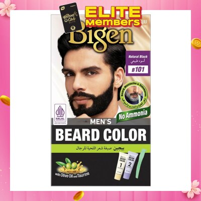 BIGEN MEN'S Beard B101 Natural Black (Perfectly Covers Gray Beard Without Staining The Skin) 115g