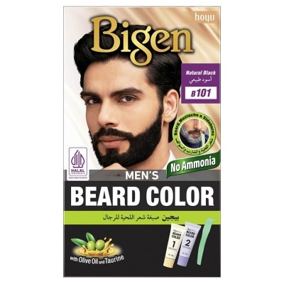 BIGEN MEN'S Beard B101 Natural Black (Perfectly Covers Gray Beard Without Staining The Skin) 115g