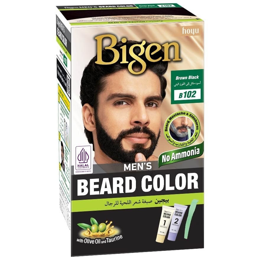 Beard Color B102 Brown Black (Perfectly Covers Gray Beard Without Staining The Skin) 115g