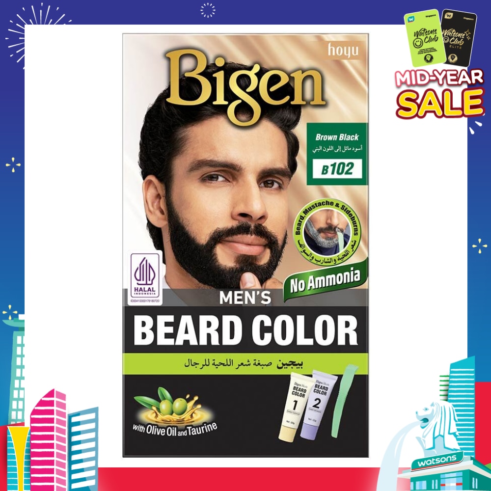 Beard Color B102 Brown Black (Perfectly Covers Gray Beard Without Staining The Skin) 115g