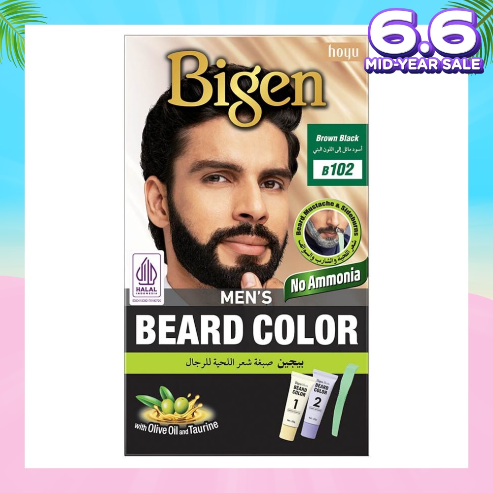 Beard Color B102 Brown Black (Perfectly Covers Gray Beard Without Staining The Skin) 115g
