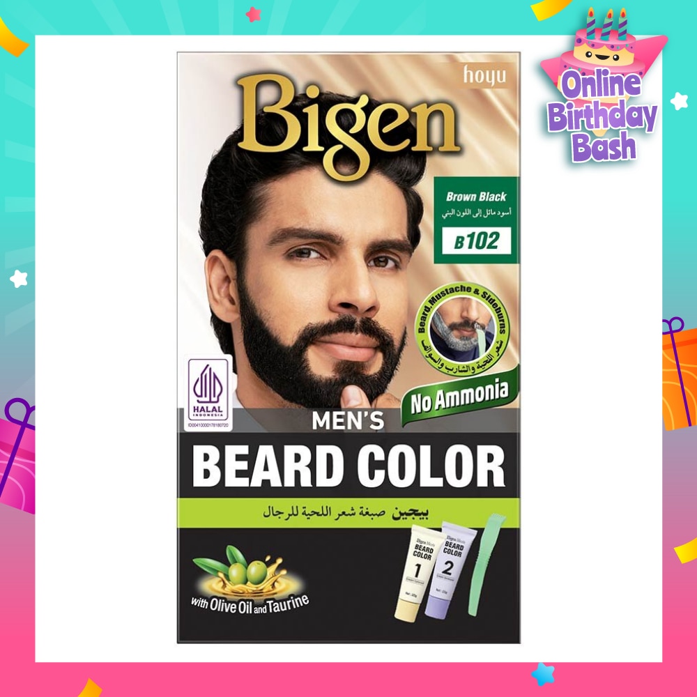 Beard Color B102 Brown Black (Perfectly Covers Gray Beard Without Staining The Skin) 115g