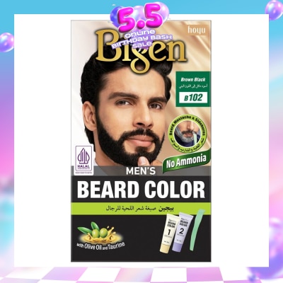 BIGEN MEN'S - Beard Color B102 Brown Black (Perfectly Covers Gray Beard Without Staining The Skin) 115g