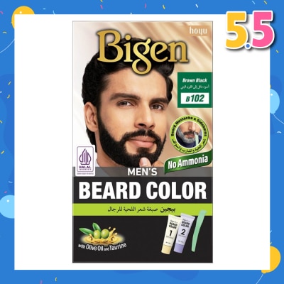 BIGEN MEN'S Beard Color B102 Brown Black (Perfectly Covers Gray Beard Without Staining The Skin) 115g
