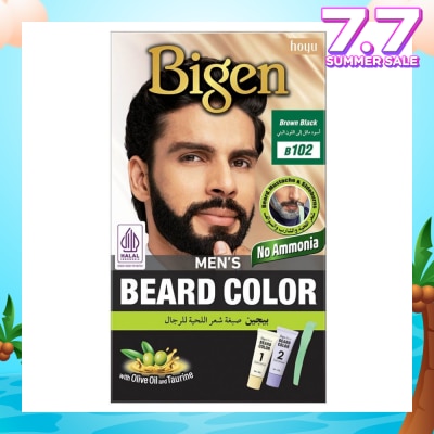 BIGEN MEN'S Beard Color B102 Brown Black (Perfectly Covers Gray Beard Without Staining The Skin) 115g