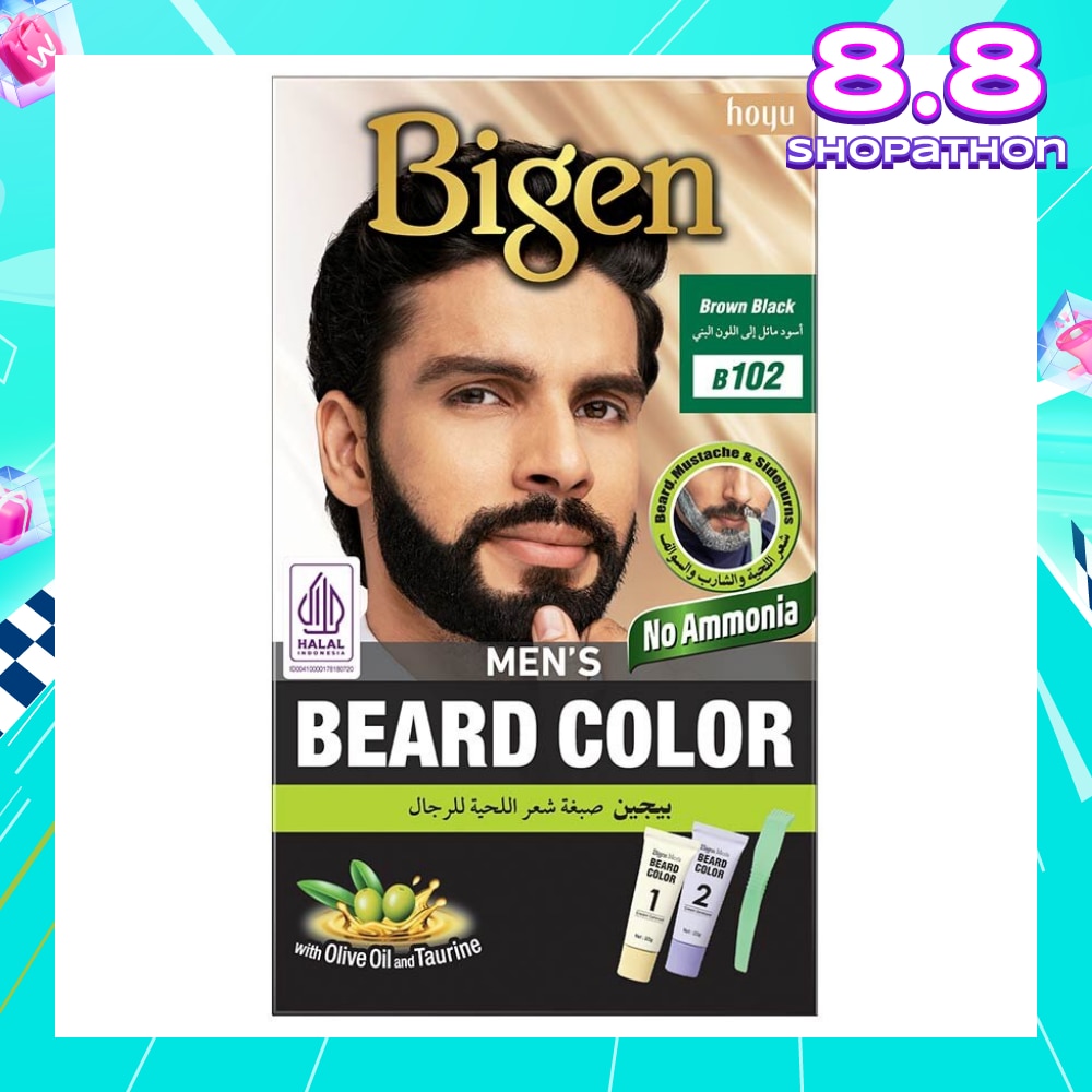 Beard Color B102 Brown Black (Perfectly Covers Gray Beard Without Staining The Skin) 115g