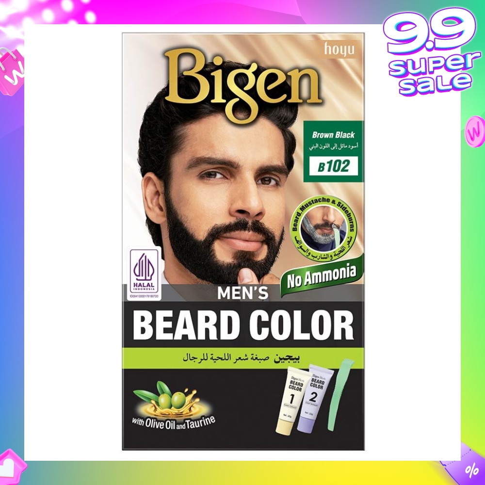 Beard Color B102 Brown Black (Perfectly Covers Gray Beard Without Staining The Skin) 115g
