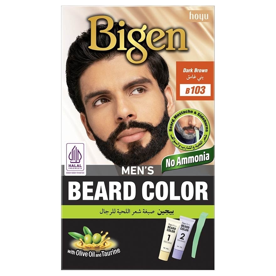 Beard Color B103 Dark Brown (Perfectly Covers Gray Beard Without Staining The Skin) 115g