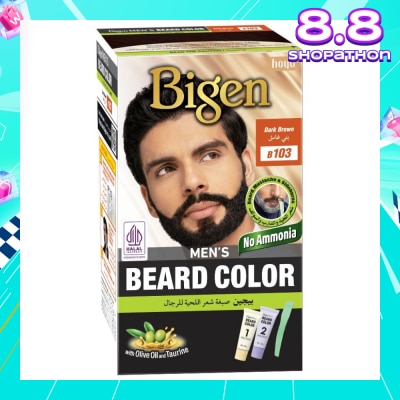 BIGEN MEN'S Beard Color B103 Dark Brown (Perfectly Covers Gray Beard Without Staining The Skin) 115g