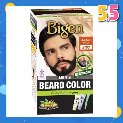BIGEN MEN'S Beard Color B103 Dark Brown (Perfectly Covers Gray Beard Without Staining The Skin) 115g