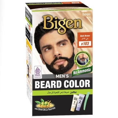 BIGEN MEN'S Beard Color B103 Dark Brown (Perfectly Covers Gray Beard Without Staining The Skin) 115g