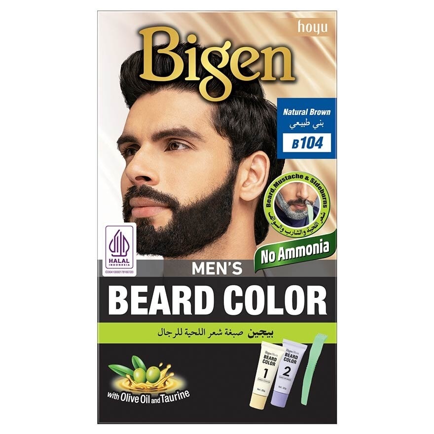 Beard Color B104 Natural Brown (Perfectly Covers Gray Beard Without Staining The Skin) 115g