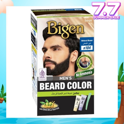BIGEN MEN'S Beard Color B104 Natural Brown (Perfectly Covers Gray Beard Without Staining The Skin) 115g