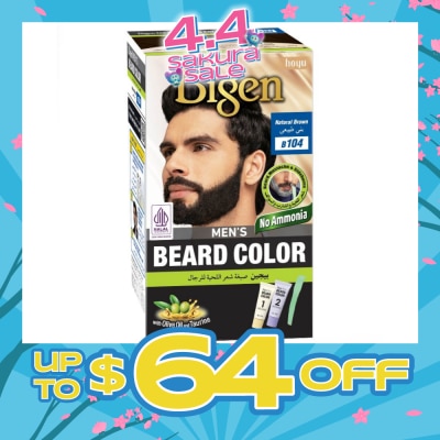 BIGEN MEN'S - Beard Color B104 Natural Brown (Perfectly Covers Gray Beard Without Staining The Skin) 115g