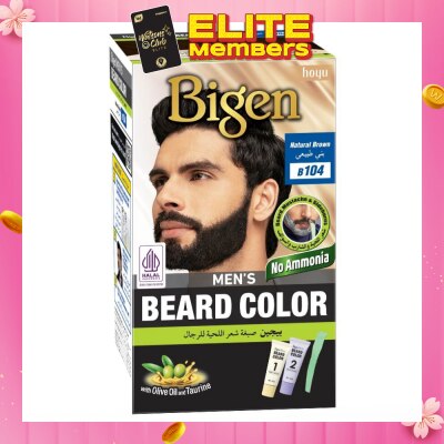 BIGEN MEN'S Beard Color B104 Natural Brown (Perfectly Covers Gray Beard Without Staining The Skin) 115g