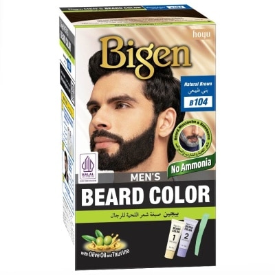 BIGEN MEN'S Beard Color B104 Natural Brown (Perfectly Covers Gray Beard Without Staining The Skin) 115g