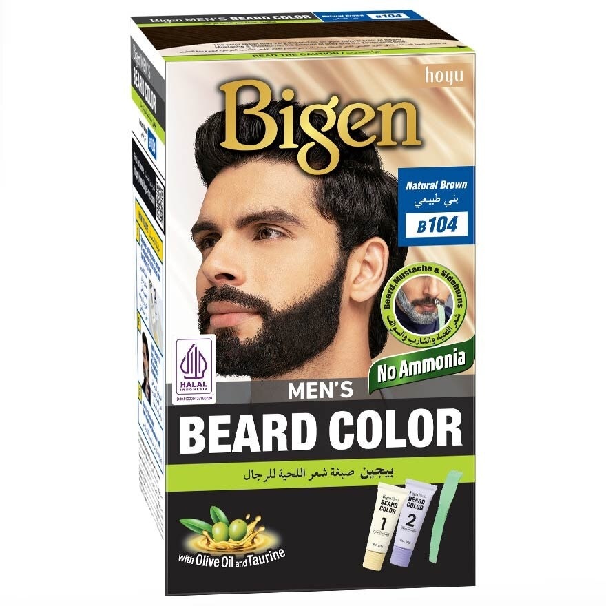 Beard Color B104 Natural Brown (Perfectly Covers Gray Beard Without Staining The Skin) 115g