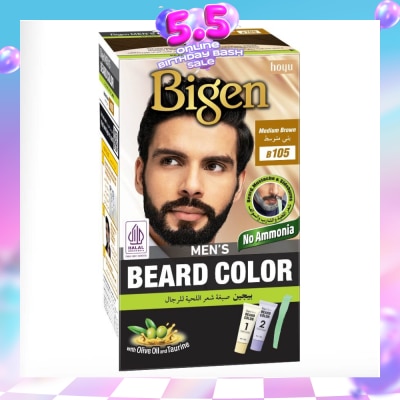 BIGEN MEN'S - Beard Color B105 Medium Brown (Perfectly Covers Gray Beard Without Staining The Skin) 115g