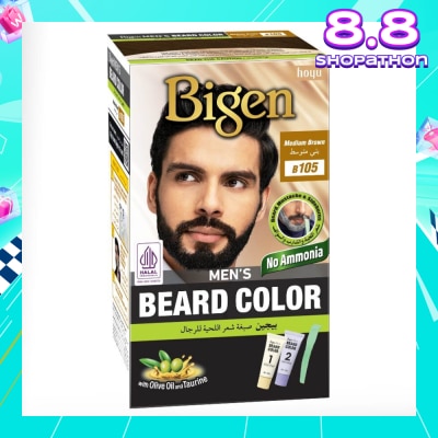BIGEN MEN'S Beard Color B105 Medium Brown (Perfectly Covers Gray Beard Without Staining The Skin) 115g