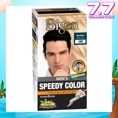 BIGEN MEN'S Speedy Color 100 Real Black (Covers Gray Naturally Without Ammonia) 167g