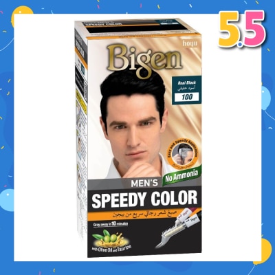 BIGEN MEN'S Speedy Color 100 Real Black (Covers Gray Naturally Without Ammonia) 167g