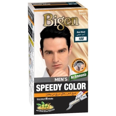 BIGEN MEN'S Speedy Color 100 Real Black (Covers Gray Naturally Without Ammonia) 167g