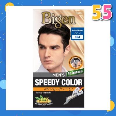 BIGEN MEN'S Speedy Color 104 Natural Brown (Covers Gray Naturally Without Ammonia) 167g