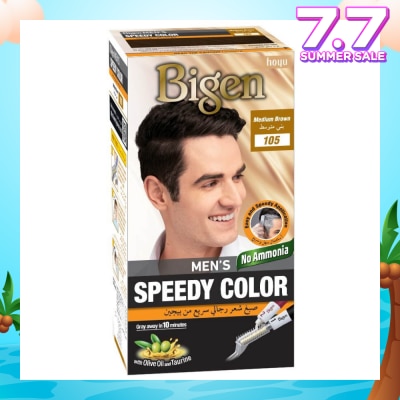 BIGEN MEN'S Speedy Color 105 Medium Brown (Covers Gray Naturally Without Ammonia) 167g
