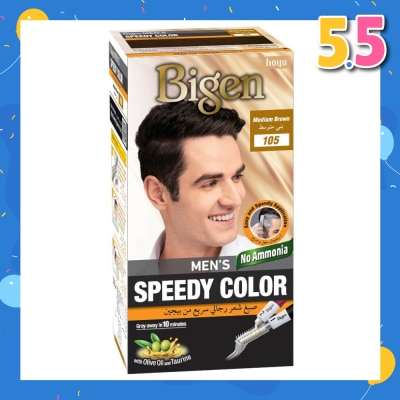 BIGEN MEN'S Speedy Color 105 Medium Brown (Covers Gray Naturally Without Ammonia) 167g