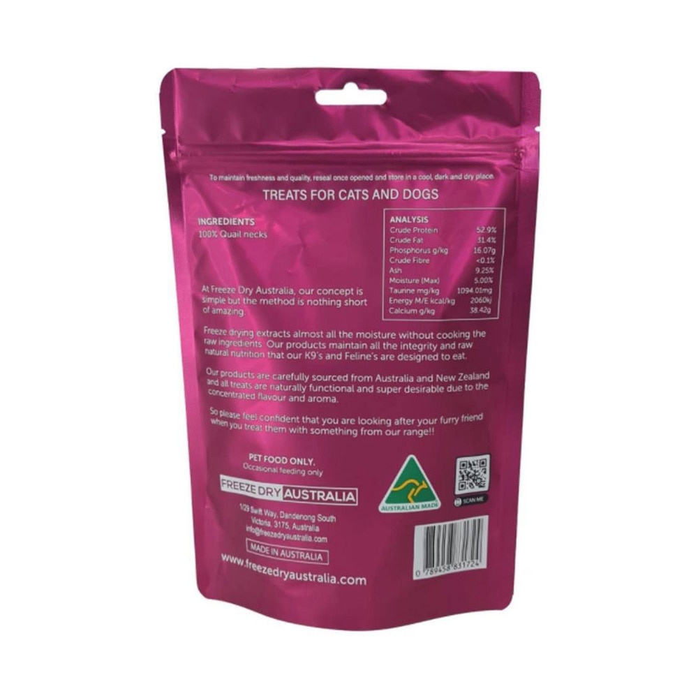 Freeze Dried Quail Necks Cat and Dog Treats 100g image