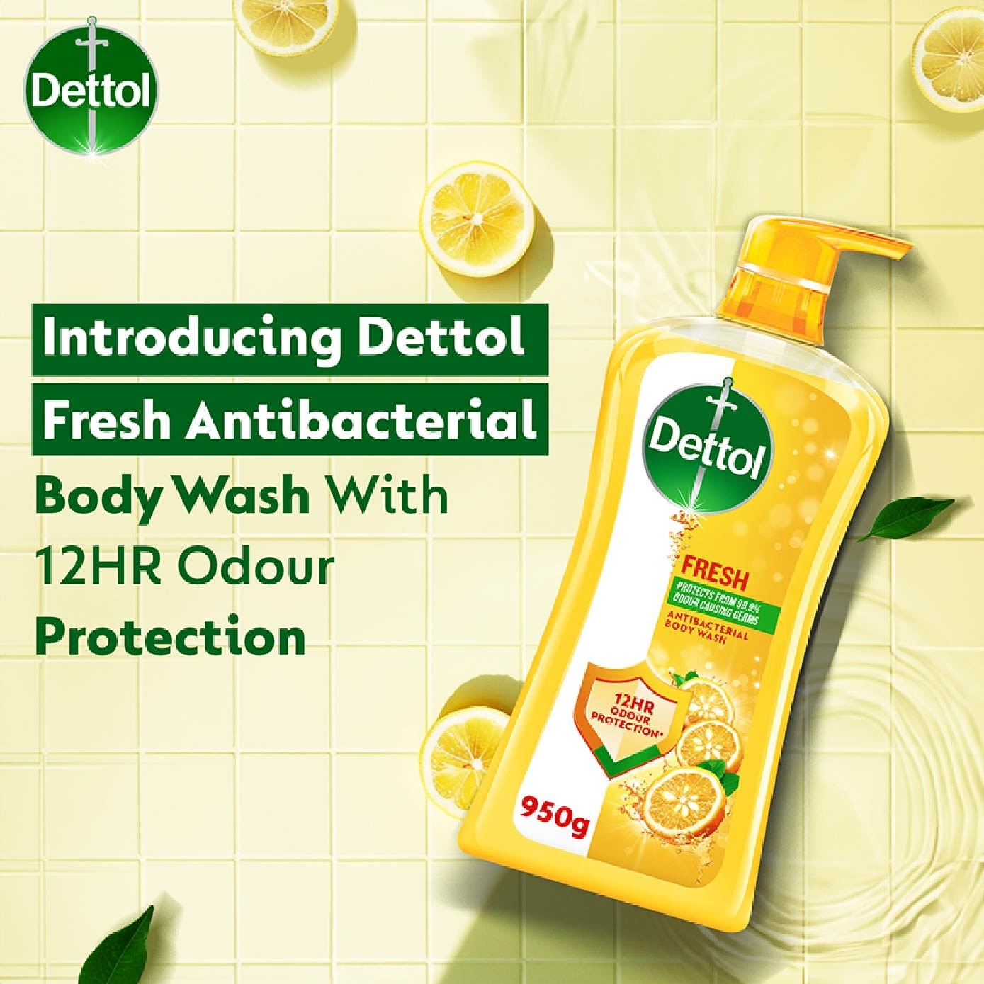 Dettol Fresh Antibacterial Body Wash Yuzu Citrus 950g,