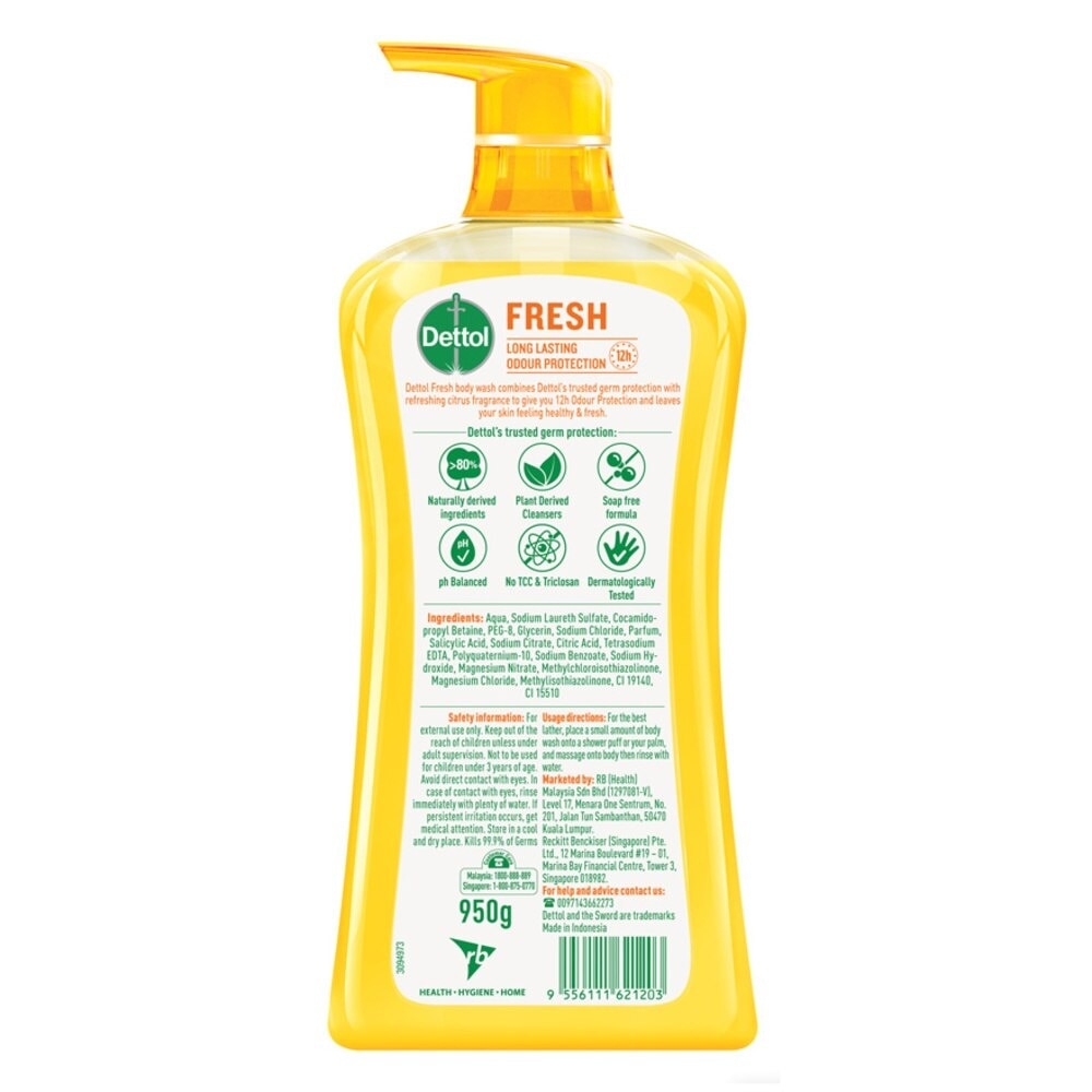 Dettol Fresh Antibacterial (Yuzu Citrus) Bodywash 950ml