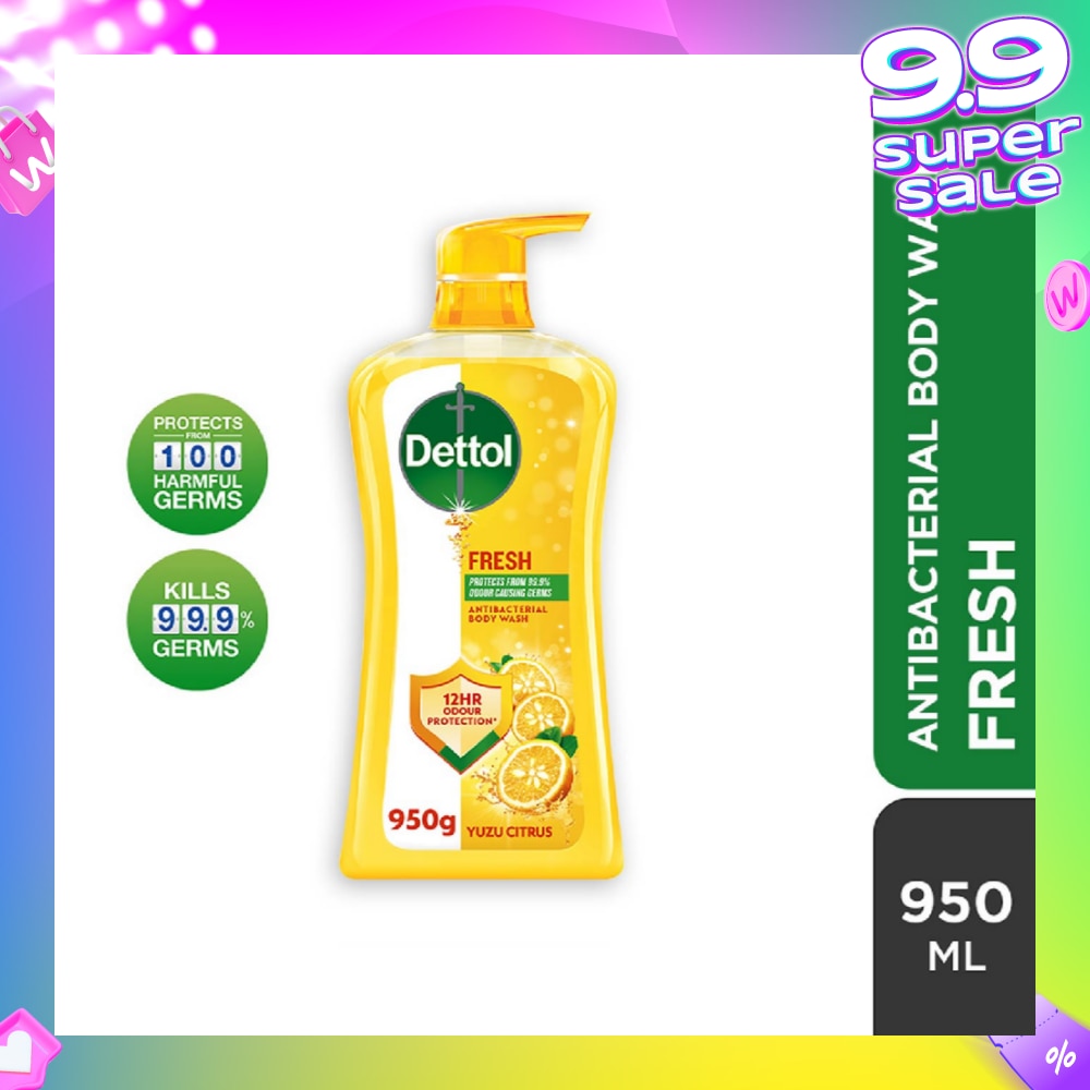 Dettol Fresh Antibacterial Body Wash Yuzu Citrus 950g,